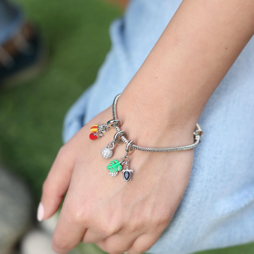925 Sterling Silver European Charm Bracelet with Heart Clasp